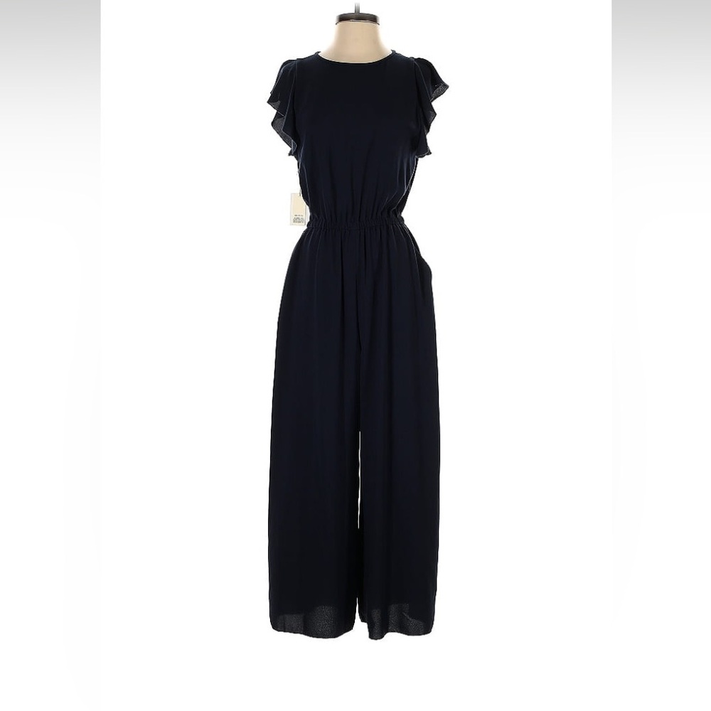 Wilfred Aritzia navy flowy jumpsuit